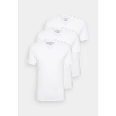 Imagen de Calvin Klein Camisetas de manga corta Hombre Pack 3 con cuello pico, Blanco (White, White, White), M