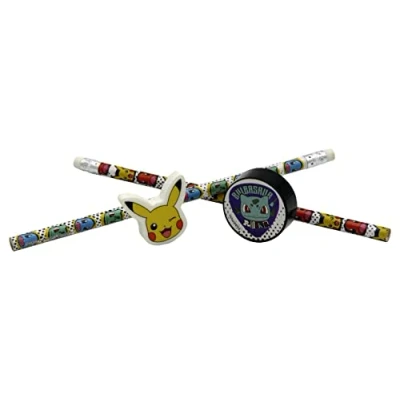 Imagen de POKÉMON: Set de Papelería Pokémon,Material Escolar, Escritura, Regalo, Lápiz, Goma borrar, Sacapuntas, Multicolor, Producto Oficial (CyP Brands)