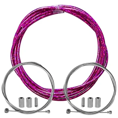 Imagen de cyclingcolors Funda de freno para bicicleta con cable delantero trasero compatible Shimano Sram carretera MTB, Rosa Láser