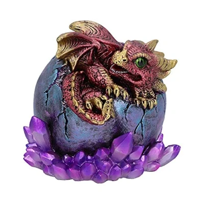 Imagen de Nemesis Now Crystal Figurine Crimson Hatchling Glow Dragon Red Dragonling Figura de Cristal, Resina, Rojo, 12,5 cm