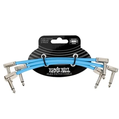 Imagen de Ernie Ball Cables Flex Patch 15 cm Azul Paquete de 3