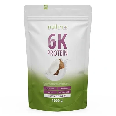 Imagen de nutri+ Vegan Protein Powder 6K en Polvo con Sabor a Coco 1kg 6 Componentes Proteicos Aislado de Proteína Guisante