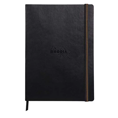 Imagen de Clairefontaine ES Rhodia 116115C Cuaderno de bolsillo cosido hilo Bristol Book 64 páginas papel liso blanco 21x29,7 cm 205 g (formato vertical), cubierta piel sintética negro