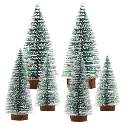 Imagen de Horuili® Mini Árbol de Navidad Artificial, 6 Piezas Navidad, Abeto Verde DIY Pequeñas Decoraciones para Año Nuevo, Fiesta, Mesa, Ventana, 10/15 /20 cm