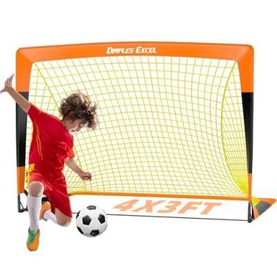 Imagen de Dimples Excel Portería De Fútbol Red para Jardín Al Aire Libre Entrenamiento Amantes del (4&#039;x3&#039; Naranja Negro)