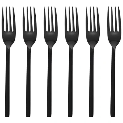 Imagen de GRÄWE Juego de 6 tenedores para pastel, postre, pequeños, aptos lavavajillas, cubertería postre y tarta, personas, acero inoxidable, negro, Lisboa