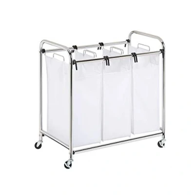 Imagen de Honey Can Do Clasificador Triple Resistente Chrm Ropa, Acero Inoxidable, Cromado y Blanco, 77x48.26x9.84 cm