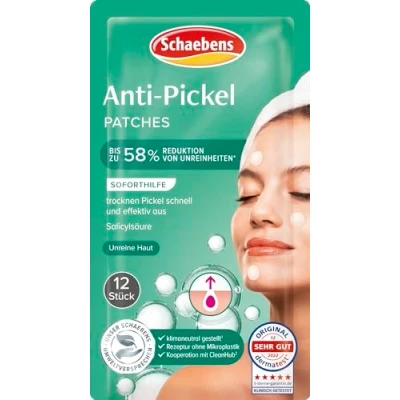 Imagen de Schaebens Parches antiespinillas para la piel pura que ayuda de inmediato contra las espinillas con ácido salicílico pieles impurezas