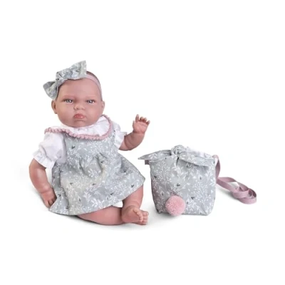 Imagen de Muñecas Antonio Juan Mi Pequeño Reborn Tufi, 33 cm, Vestido Verde y Diadema Incluye Bolso Libro de Familia Peso Real Extremidades Móviles Ref. 82312 Colección Exclusiva 2024