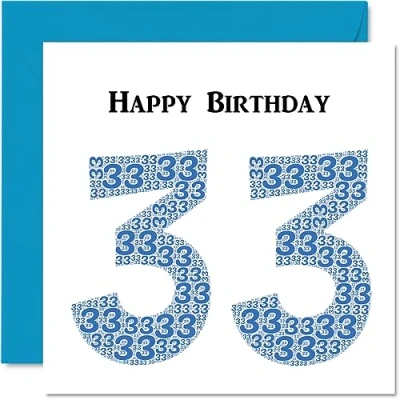 Imagen de Divertidas tarjetas de cumpleaños número 33 para hombres, Shapecloud Tarjeta feliz papá, mamá, hijo, hija, hermano, hermana, tío, tía, primo, felicitación 145 mm x