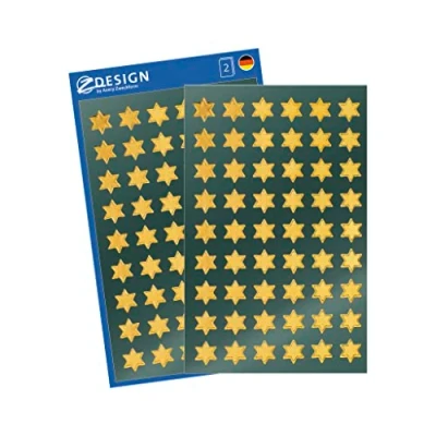 Imagen de Avery Zweckform Adhesivos decorativos, 112 unidades, diseño de estrella navideña, color dorado
