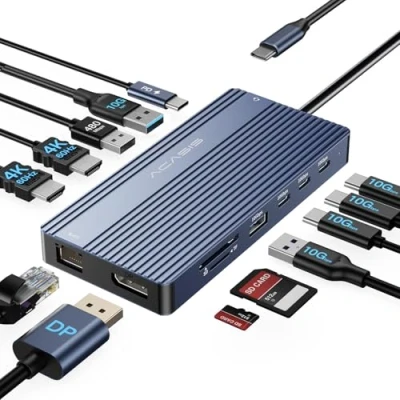 Imagen de Docking Station USB C 3 Monitores 14 en 1 Hub Dual Monitor con 2 x 4K60 HDMI, DP 4K60Hz, Ethernet, USBC 3.1 10Gbps, 100W PD, SD/TF, Dock for MacBook/DELL/Windows/HP/Surface