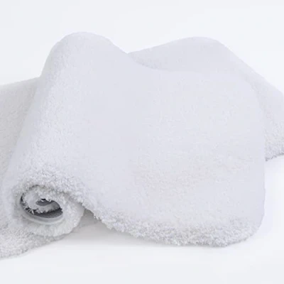 Imagen de Alfombra de Baño 2 Piezas Antideslizante Alfombrilla Espesa Absorbente Ducha Ultra Suave Alfombrillas para Mullido Microfibra 40 x 60cm (Blanco)