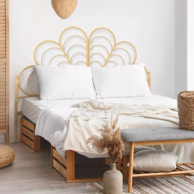 Imagen de IDMarket Ivy Cabecero de cama pie (160 cm, efecto ratán en forma flor)