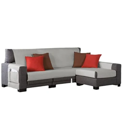 Imagen de Estoralis Beret Funda Chaise Longue Moderna Tejido Resistente Lino Chaisse 210 cm Brazo Derecho Tamaño de Tela x 255 (Ancho por Alto) Protector Todo Tipo Sofás