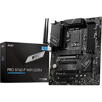 Imagen de MSI Pro B760 P WiFi DDR4 Placa Base ATX Soporta procesadores Intel 12 y 13 Gen Core, LGA 1700 Memory Boost 5333+MHz/OC, PCIe 4.0 x16 Slots, M.2 Gen4 2.5G LAN, Wi Fi 6E