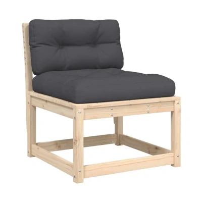 Imagen de vidaXL Sofá de Jardín con Cojines, Sillón Respaldo, Asiento Exterior, Mueble Modular para Patio Balcón Terraza, Madera Maciza Pino