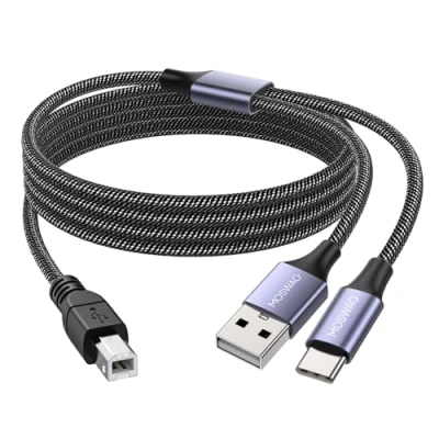 Imagen de MOSWAG 5M USB2.0 Cable de impresora MIDI USB C a macho B escáner compatible con instrumentos musicales,piano, teclado