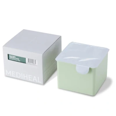 Imagen de Mediheal Teatree Trouble Pad (100 almohadillas) Almohadillas de tóner facial algodón para pieles sensibles y propensas al acné Almohadilla gasa vegana (solo recarga)