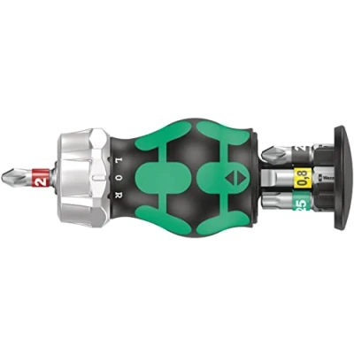 Imagen de Wera 05008883001 Kraftform Kompakt Stubby Recámara RA 1, Destornillador de carraca con cargador puntas, 6 piezas