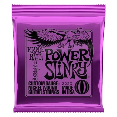 Imagen de Ernie Ball Power Slinky Cuerdas para guitarra eléctrica, entorchado de níquel, calibre 11 48