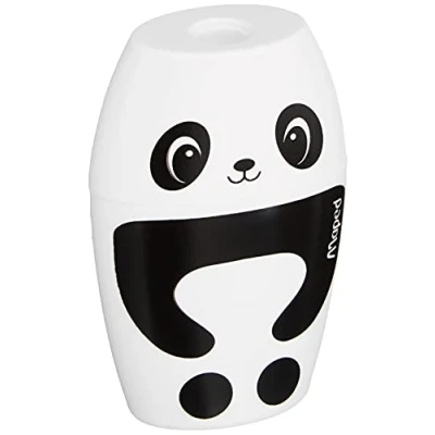 Imagen de Maped Material Escolar Sacapuntas Shakky con Depósito Tiene 1 Orificio para Afilar Gran Capacidad de Reserva Diseño Lúdico Panda
