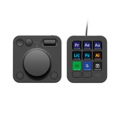 Imagen de Logitech MX Creative Console, keypad programable con 9 teclas LCD personalizables y dial de control para diseño gráfico, edición vídeo, fotografía, uso Adobe, Zoom, Spotify Grafito