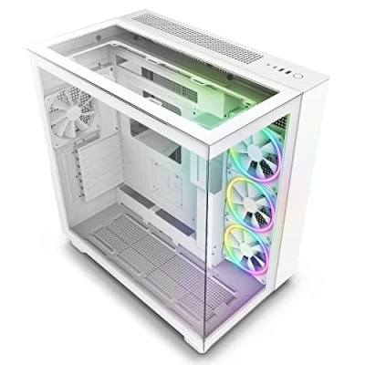 Imagen de NZXT H9 Elite Caja PC Gaming ATX Mid Tower de Doble Cámara Incluye 3 Ventiladores F120 120 mm RGB Duo Paneles Frontales, Superiores y Laterales Cristal Color Blanco CM H91EW 01