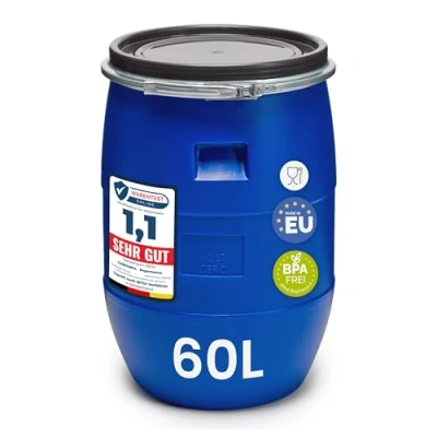 Imagen de Garronda Barril de Lluvia Garrafa Agua 60 litros en plástico HDPE, depósito Agua, Ideal para almacenar y Alimentos, encurtidos, jardín GD 0078