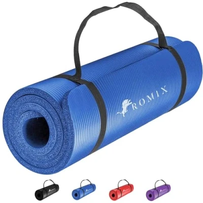 Imagen de Romix Esterilla Yoga Gruesa 10MM, Mat de Con Bolsa Transporte y Correa, Antideslizante Fitness Para Hombres Mujeres Hogar Gimnasio, Pilates Deporte Meditación Accesorios