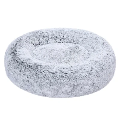 Imagen de Amazon Basics Suave Cama donut para mascota de Perro, piel sintética, Se puede lavar a máquina, 76 cm, gris