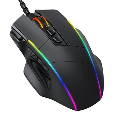 Imagen de Dacoity Ratón Gaming con Cable, RGB Ergonómico de 8000 dpi (5 Niveles), 8 Botones Programables, 7 Modos Iluminación Personalizable, Ratones USB para PC, Laptop, MacBook Negro