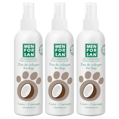 Imagen de MENFORSAN Agua de Colonia para perros, Aroma fresco y duradero, Coco, 187.50 ml (Paquete 3)