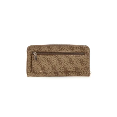 Imagen de GUESS Laurel Large Zip Around Wallet, Cartera Grande con Cremallera, Bolso de Mano para Mujer, Logotipo Latte, Talla única