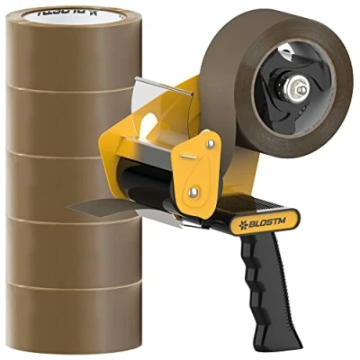 Imagen de BLOSTM Dispensador Cinta Embalaje Y 6 Rollos Embalar Para Mudanzas, Sellado De Cajas Paquetes, Etc.