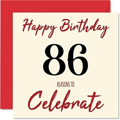 Imagen de Divertidas tarjetas de cumpleaños 86 para hombres y mujeres, Reasons To tarjeta feliz papá, mamá, bisabuelo, abuelo, abuela, tía, 145 mm x mm, felicitación