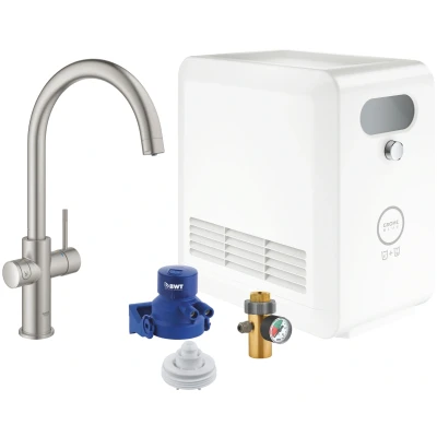 Imagen de Grohe G31323DC2 31323DC2 Blue Professional Kit Grifo de Cocina caño en C, Agua Pura Libre Cal con un Sabor refrescante, Supersteel