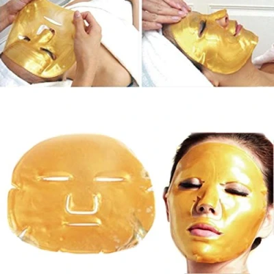Imagen de 10 mascarillas faciales doradas con colágeno dorado en polvo