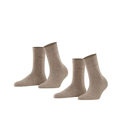 Imagen de ESPRIT Basic Easy 2 Pack W SO algodón unicolor pares, Calcetines Mujer, Marrón (Nutmeg Melange 5410), 39 42