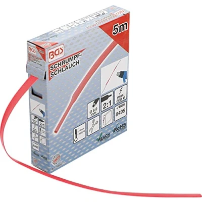 Imagen de BGS 6852 1 Caja de fundas termorretráctiles rojo Ø 8 mm 5 m