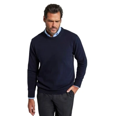 Imagen de JP 1880 Suéter, Cuello Redondo, Bordado de JP1880, algodón Marina Oscuro 7XL 708261730