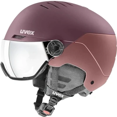 Imagen de uvex wanted visor, casco de esquí robusto unisex, con visera, ajuste talla individualizado, bramble, antique rose matt, 54 58 cm