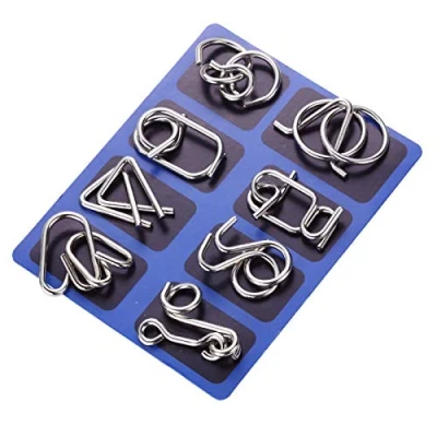 Imagen de Gracelaza 8 Piezas Juguetes Mágicos de Alambre Metal Set 3D Rompecabezas Brain Teaser Puzzle IQ Inteligencia Juguete Educativo Juego Niños y Adolescentes #1