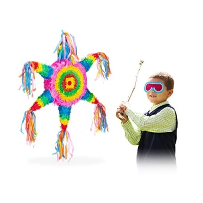 Imagen de Relaxdays Piñata Estrella México sin Relleno, Papel, Multicolor, 62 x 54 8,5 cm, Color 5 Pinata einzeln (10025181)