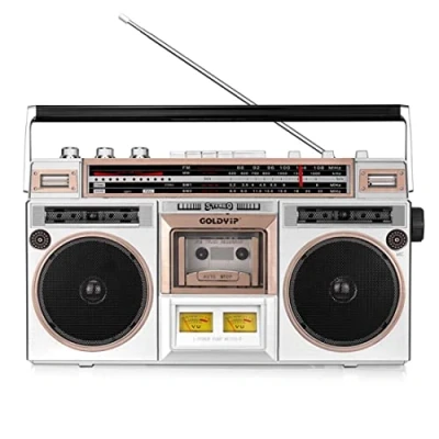 Imagen de DPDZSW Reproductores Y Grabadores De Cassette Estilo Años 80, Altavoces Retro Clásicos, Grabadora Casetes Portátil Retro, Reproductor Cassette, Altavoz, Conexión Auriculares