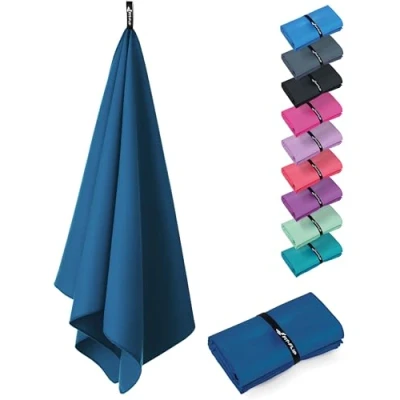 Imagen de Fit Flip Toalla Microfibra Piscina compacta, Ultraligera y de Secado rápido Toallas microfibras para el Gimnasio, Viaje, Natacion Gym Playa Grande (1x 90x180cm Azul Profundo)
