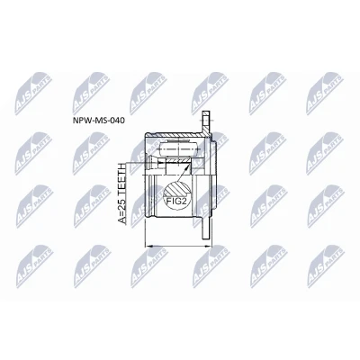 Imagen de NTY NPW MS 040 Junta Homocinética Eje delantero, derecha, lado de engranaje MITSUBISHI: PAJERO 1, 2, L200 III Pick up