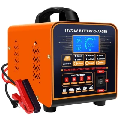 Imagen de SolaMr 12V/24V Cargador Baterias Coche y Mantenedor Bateria, Arancador Batería Inteligente Automático, 0 15A Car Battery Charger con Reparación, Modo Invierno, para AGM Camión Moto