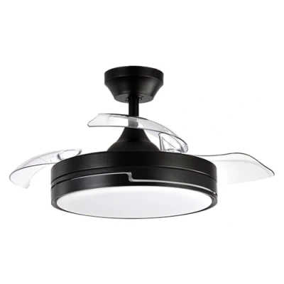 Imagen de Abrila Ventilador DC OLIMPIA Color Negro con tres Aspas Desplegables 6 Velocidades Ajustables 3 Temperaturas de Luz Mando a Distancia Incluido