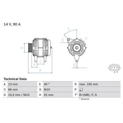 Imagen de BOSCH 0 986 082 430 Alternador 14V 90A MAZDA: 3 Hatchback, Berlina